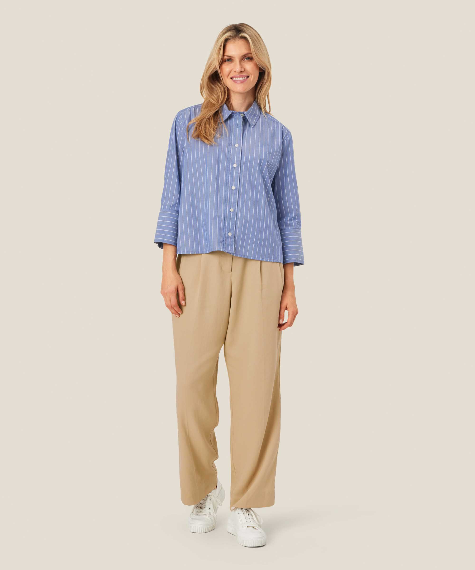 pantalon en mélange de lyocell avec élastique au dos, Safari