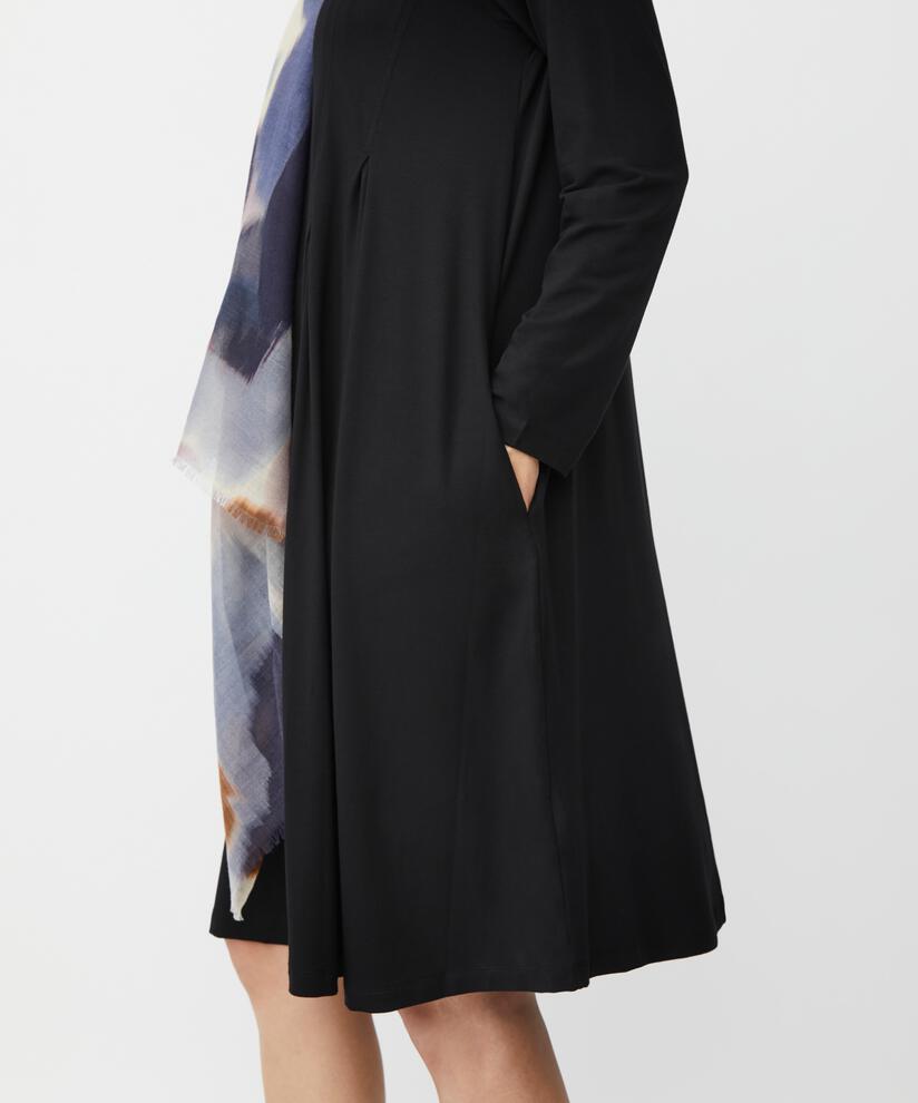 robe en jersey avec plis sur le devant et poches fendues, Black