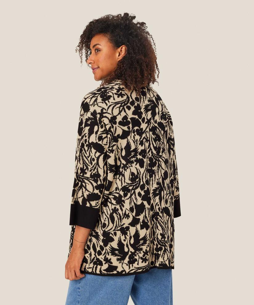 cardigan ouvert avec motif tricoté et bord contrasté, Black