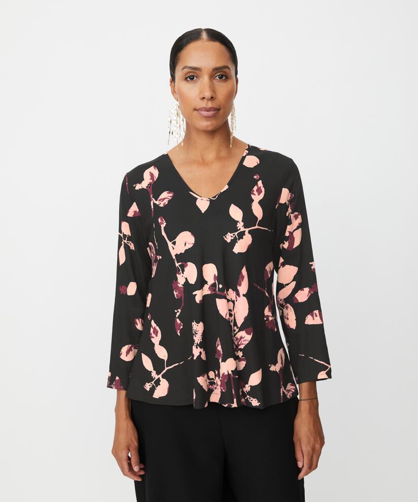 blouse en viscose imprimé à col en V, Tawny Port
