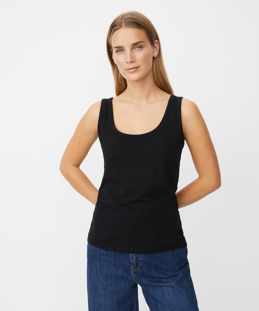 débardeur ajusté en jersey extensible, Black