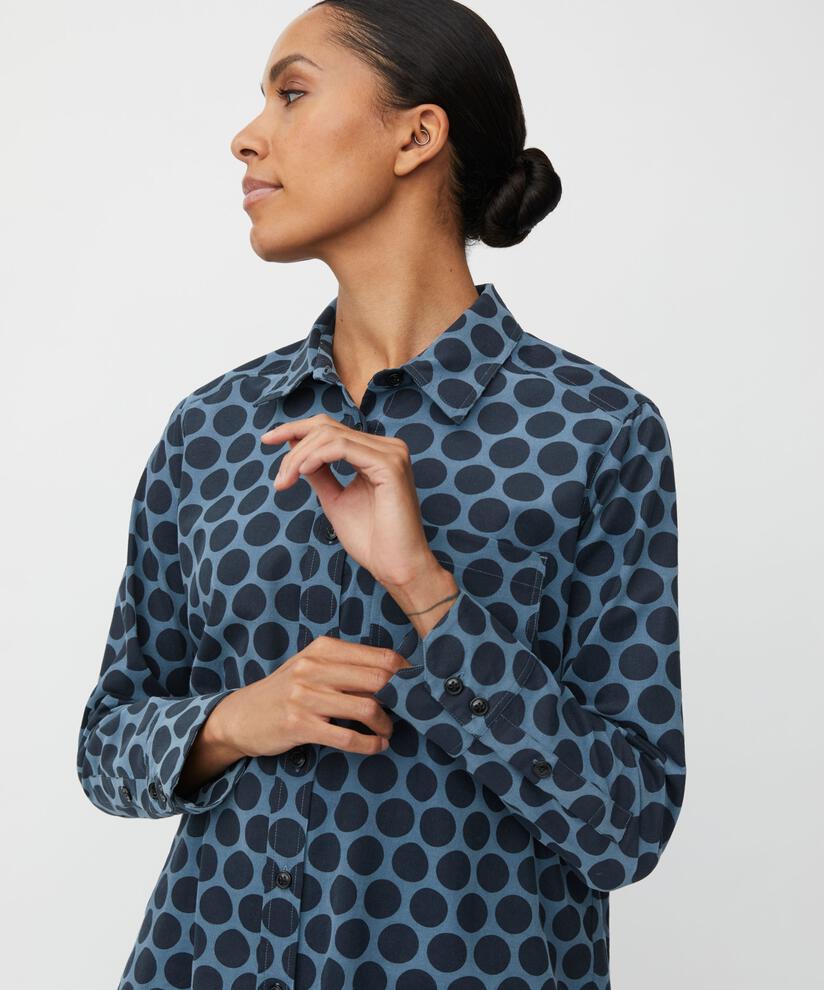 chemise en velours à pois avec poche poitrine, Navy Blazer