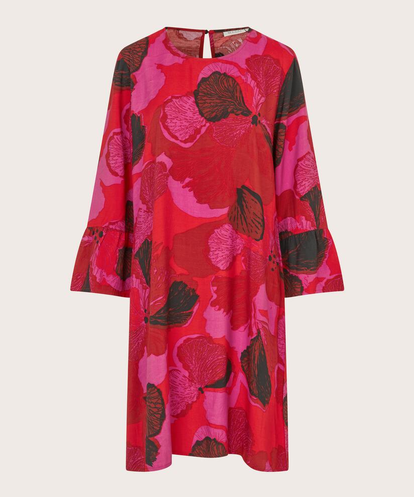 robe en viscose imprimée à col rond, Haute Red