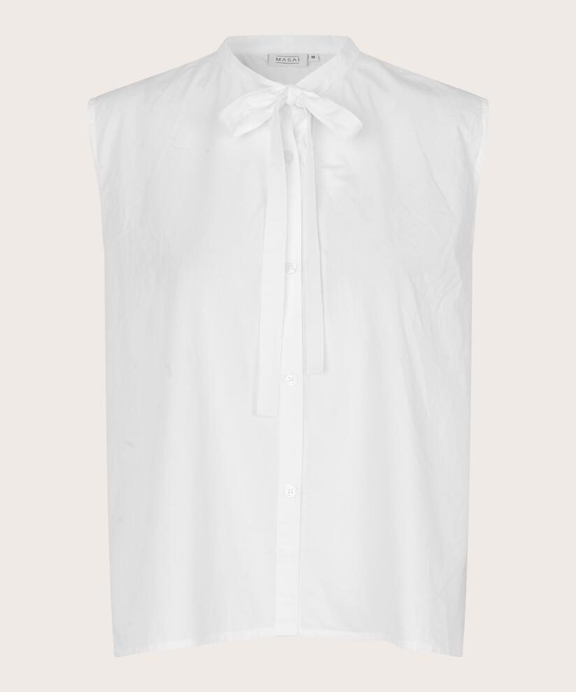 chemise en coton sans manches avec liens, White