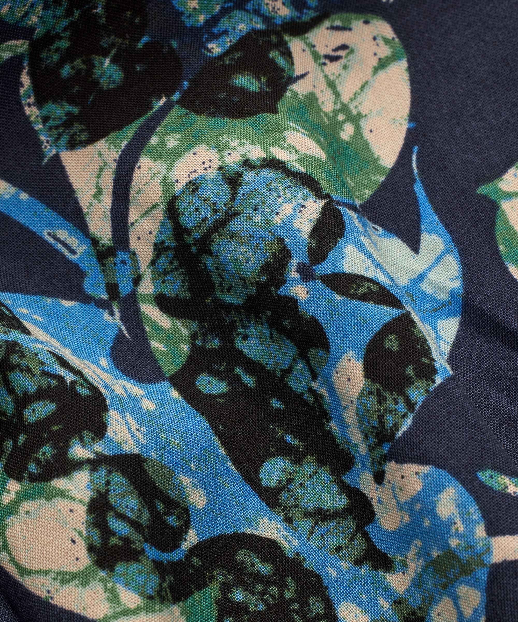 Robe En Viscose Imprimée Avec Décolleté En V Profond, Mood Indigo