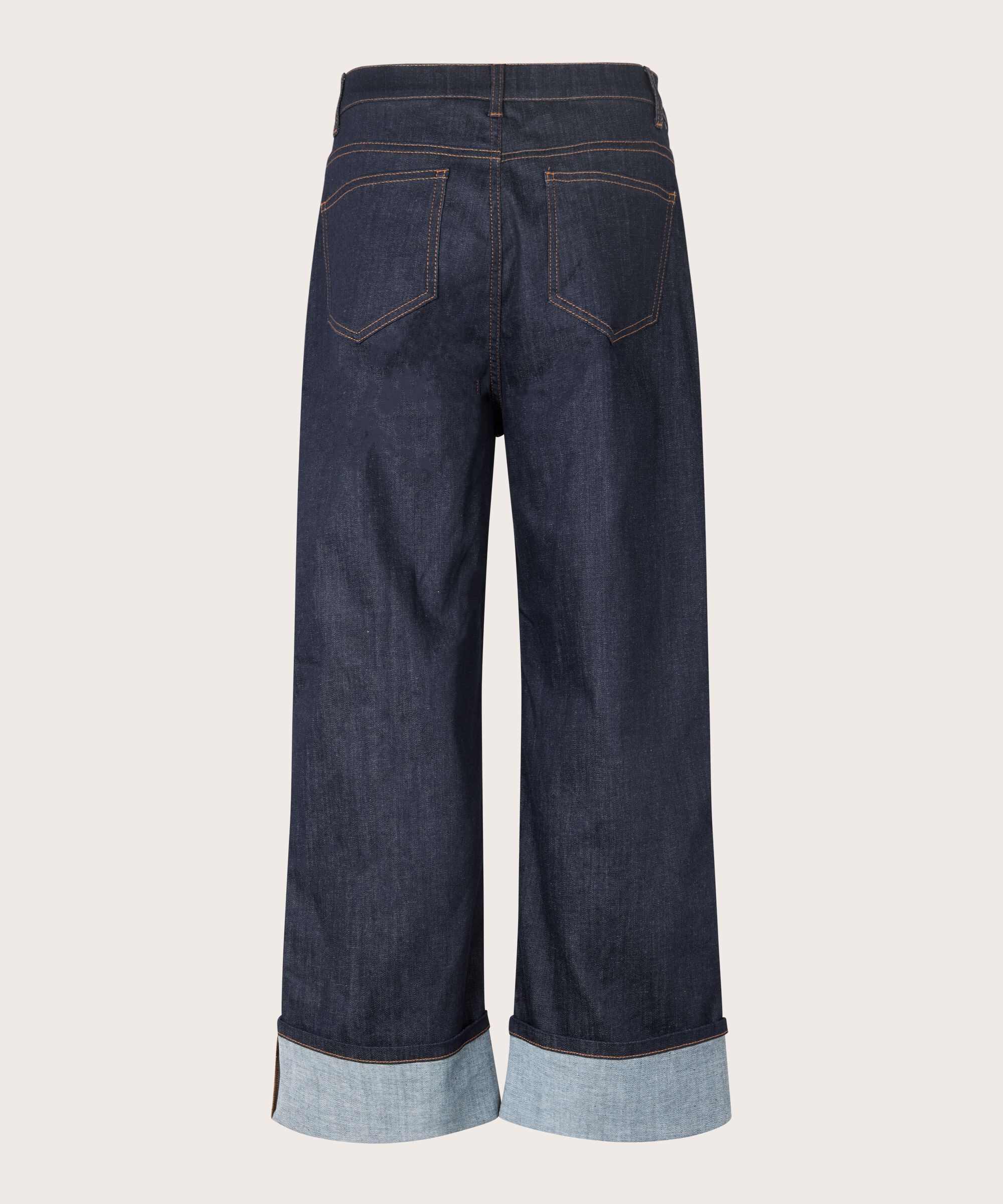 jeans extensibles avec revers, Dark Denim