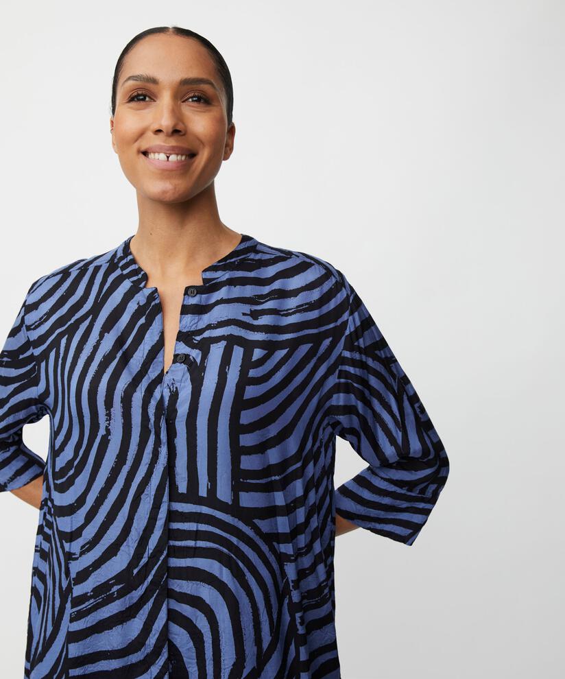 Chemise En Viscose Imprimée Avec Fente Latérale, Bijou Blue