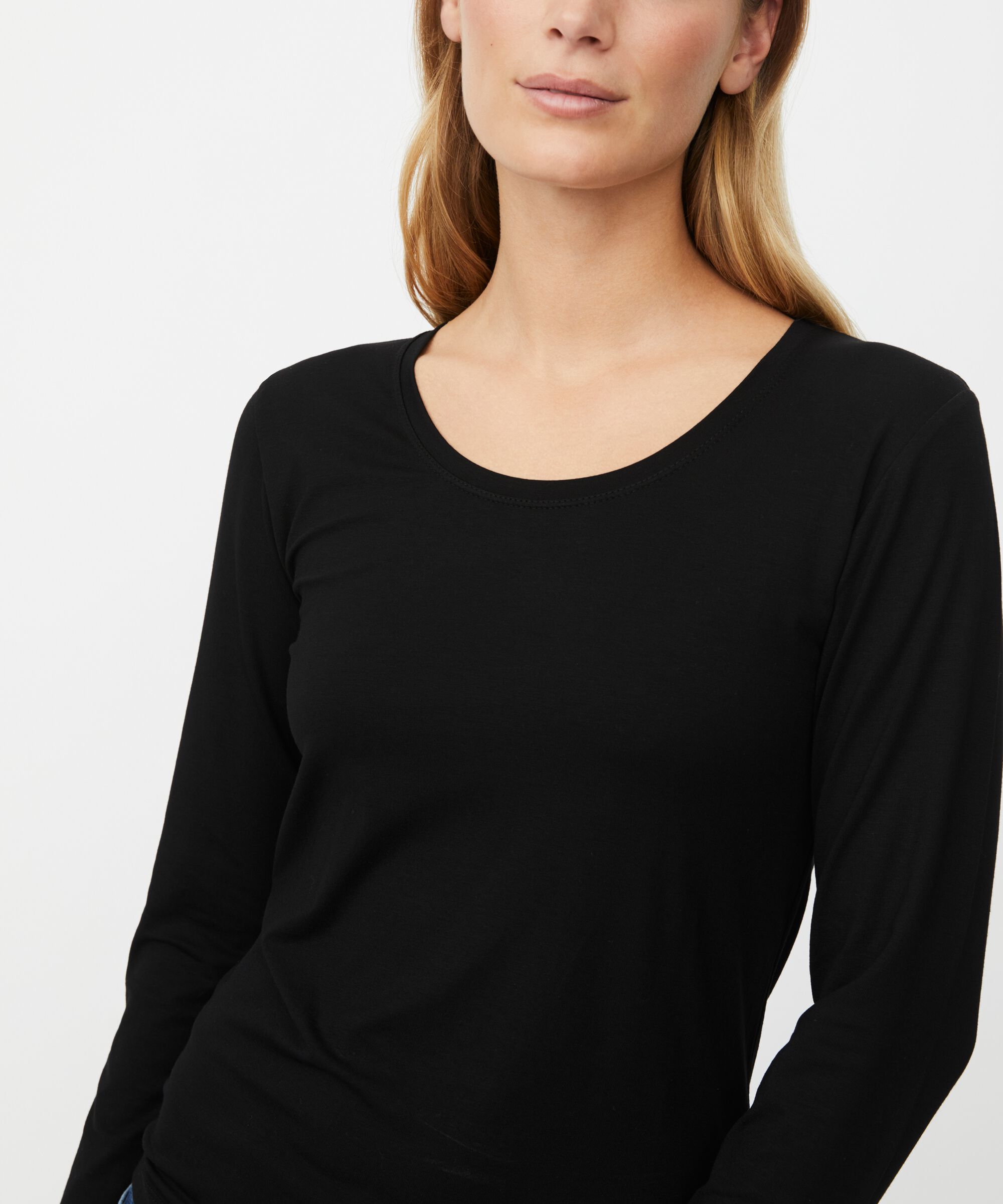 Top En Jersey Doux À Manches Longues, Black