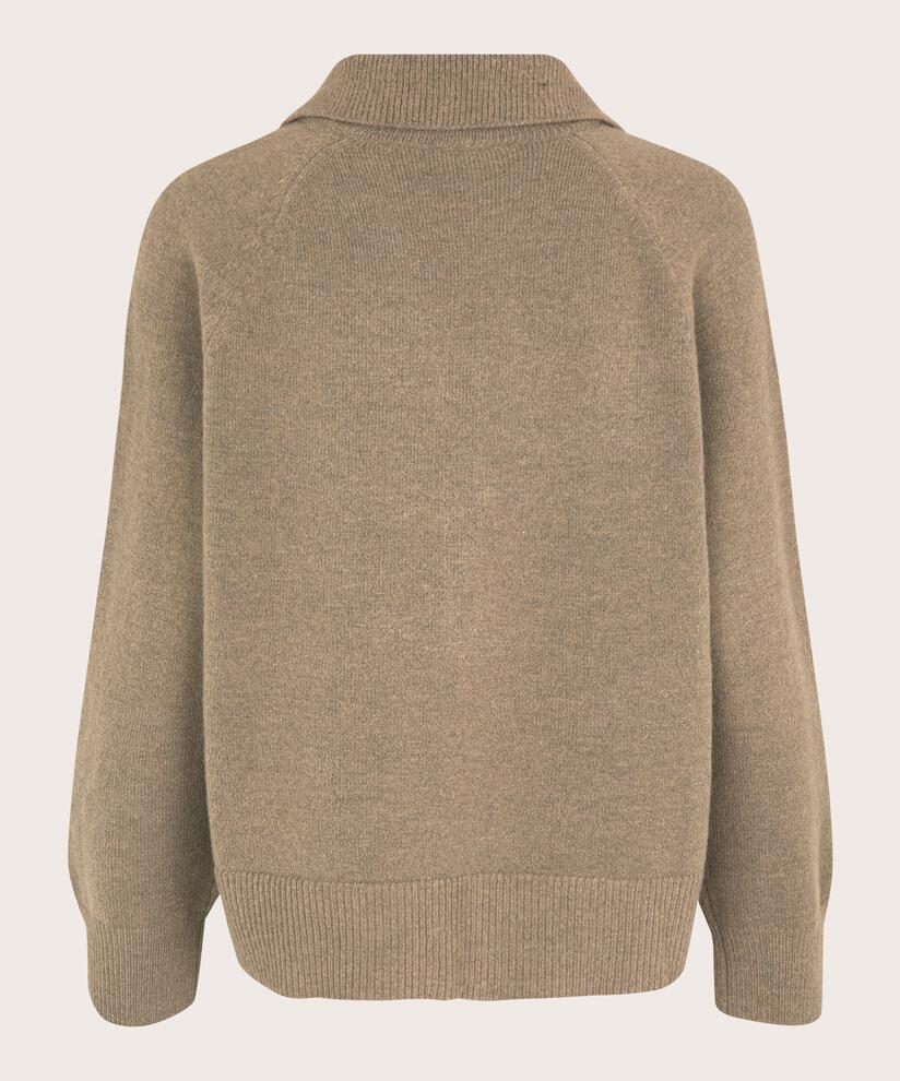 pull en maille avec col et boutons, Mink melange