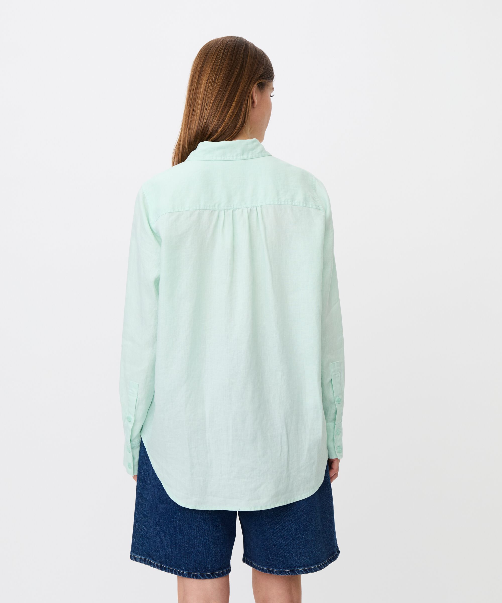 chemise en lin à manches longues, Dusty Aqua