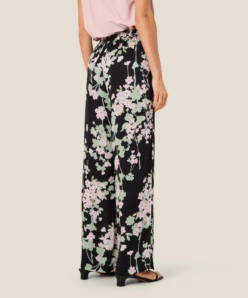 pantalon fleuri en viscose avec poches fendues, Pink Lady
