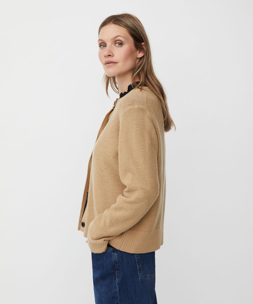 cardigan en laine avec boutons contrastés, Travertine