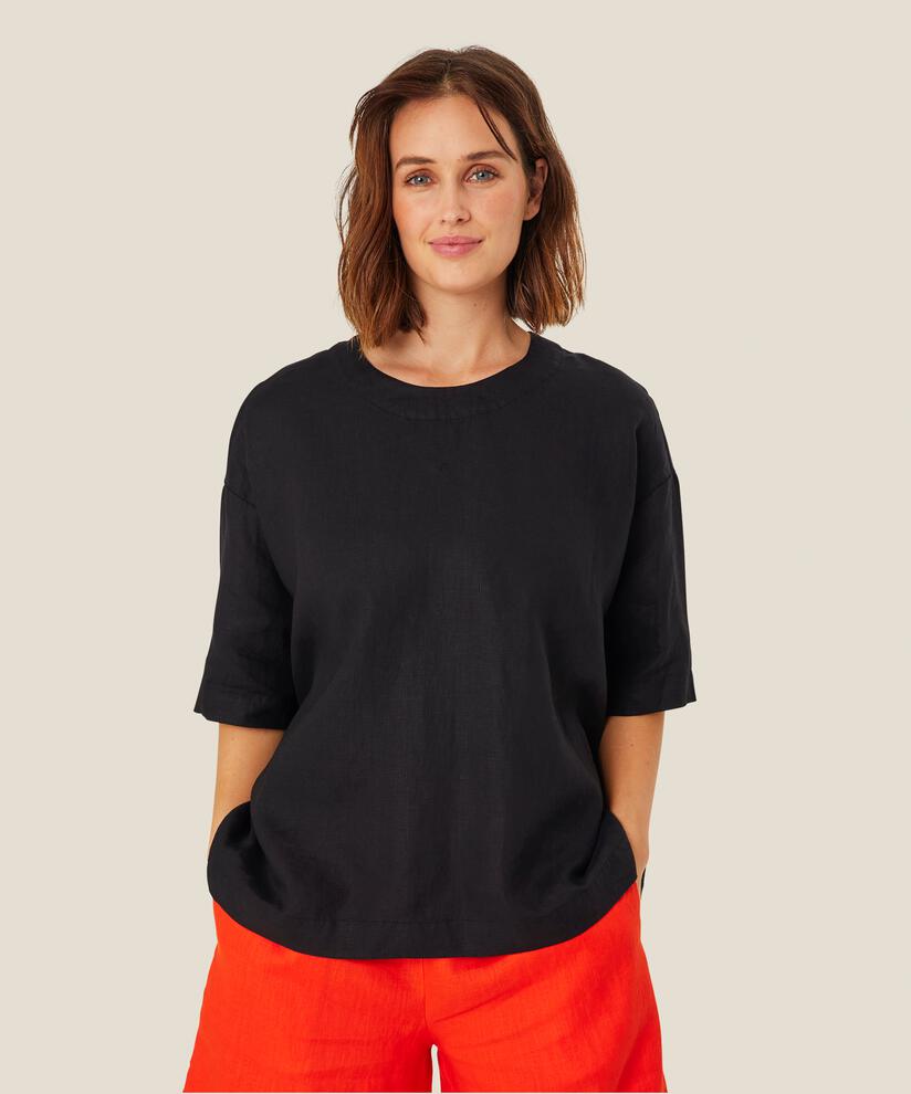 blouse en viscose à manches 1/2, Black