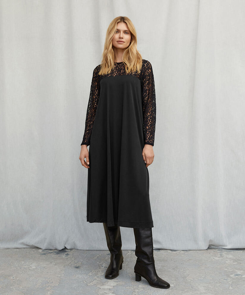 NERIDA JERSEY DRESS, Black