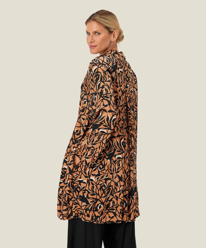 tunique en viscose imprimée à manches longues, Bisquit