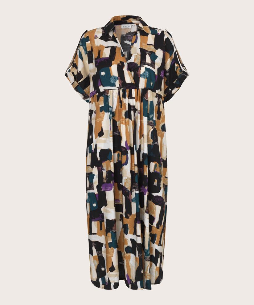 robe en viscose imprimée avec fente haute sur le côté, Dijon
