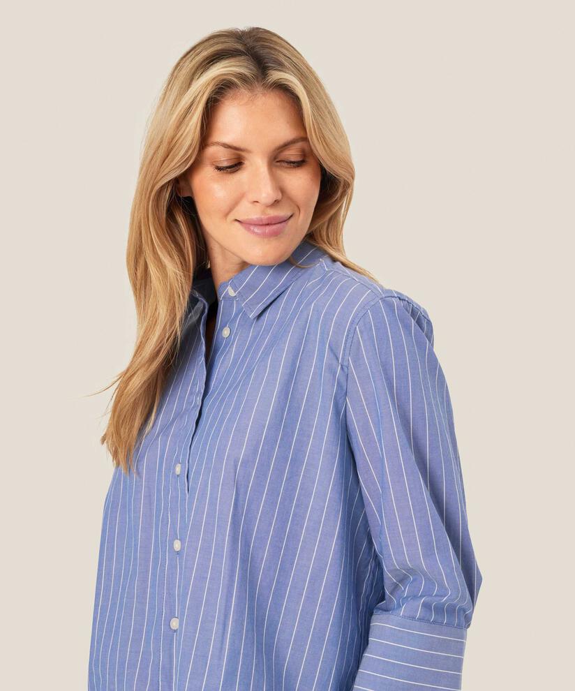 chemise en coton rayé à manches trois-quarts, Sargasso Sea