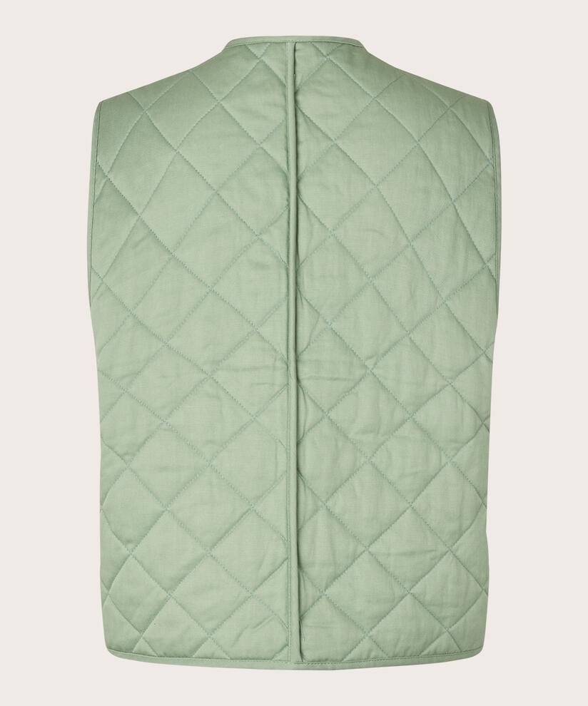 gilet matelassé avec détails passepoilés, Frosty Green