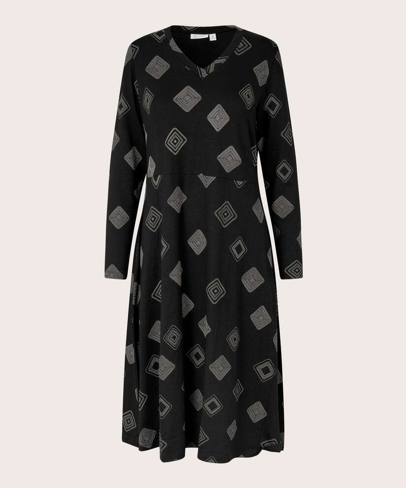 robe en jersey imprimé avec poches fendues, Black