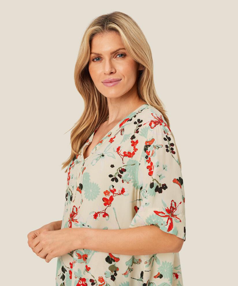 blouse en viscose imprimée à col v, Frosty Green