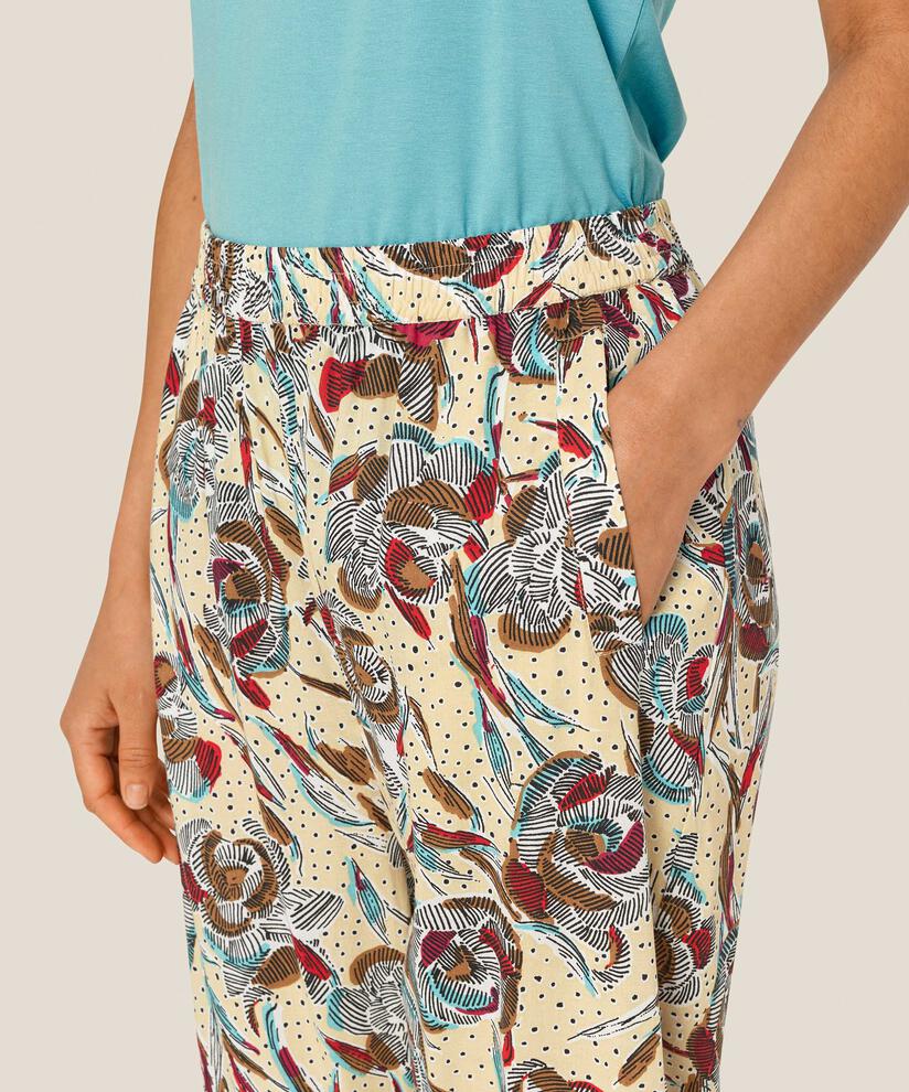 pantalon en viscose imprimé avec taille élastique et poches fendues, Soybean