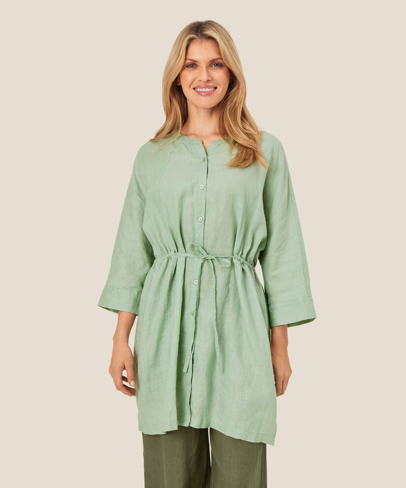 chemise en lin avec taille courante, Frosty Green