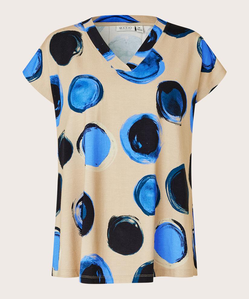 T-shirt Imprimé À Col En V, Ultramarine