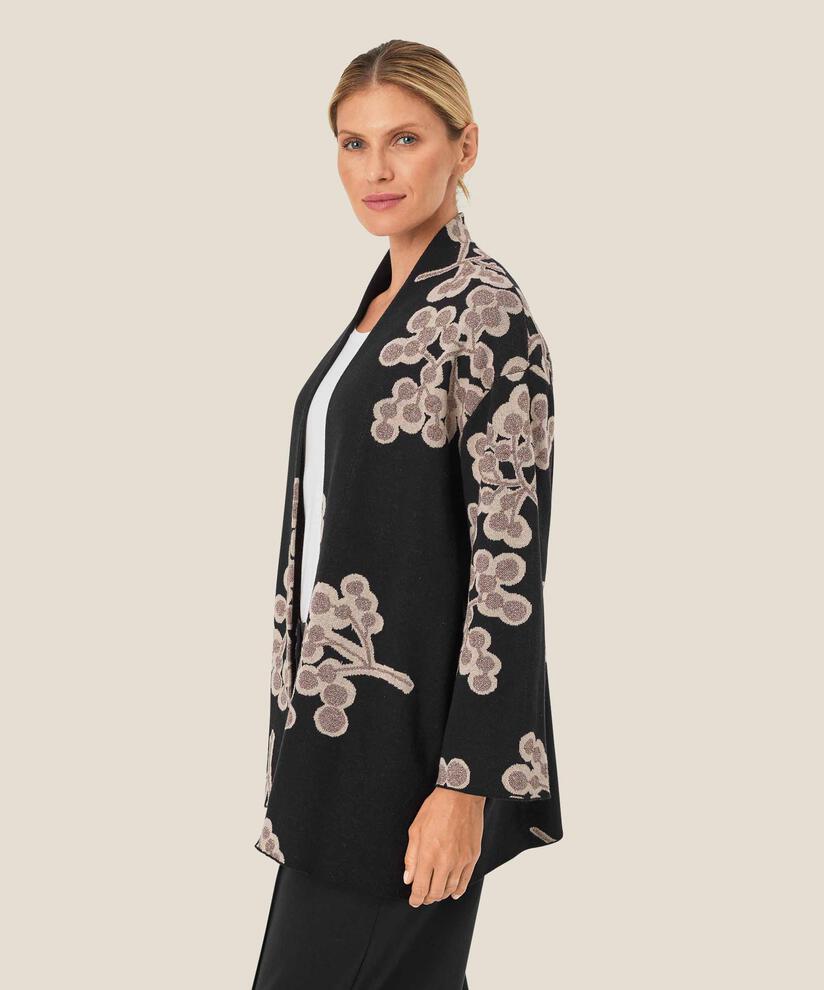cardigan ouvert à imprimé floral, Black
