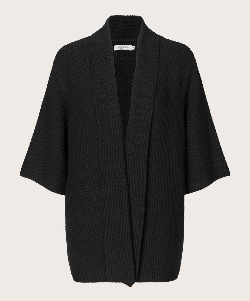 Cardigan en coton à manches 1/2, Black