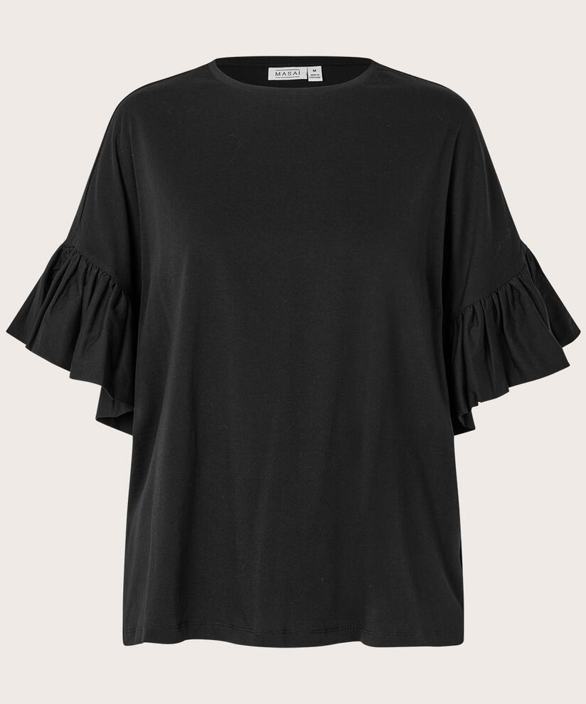 t-shirt à manches volantées, Black