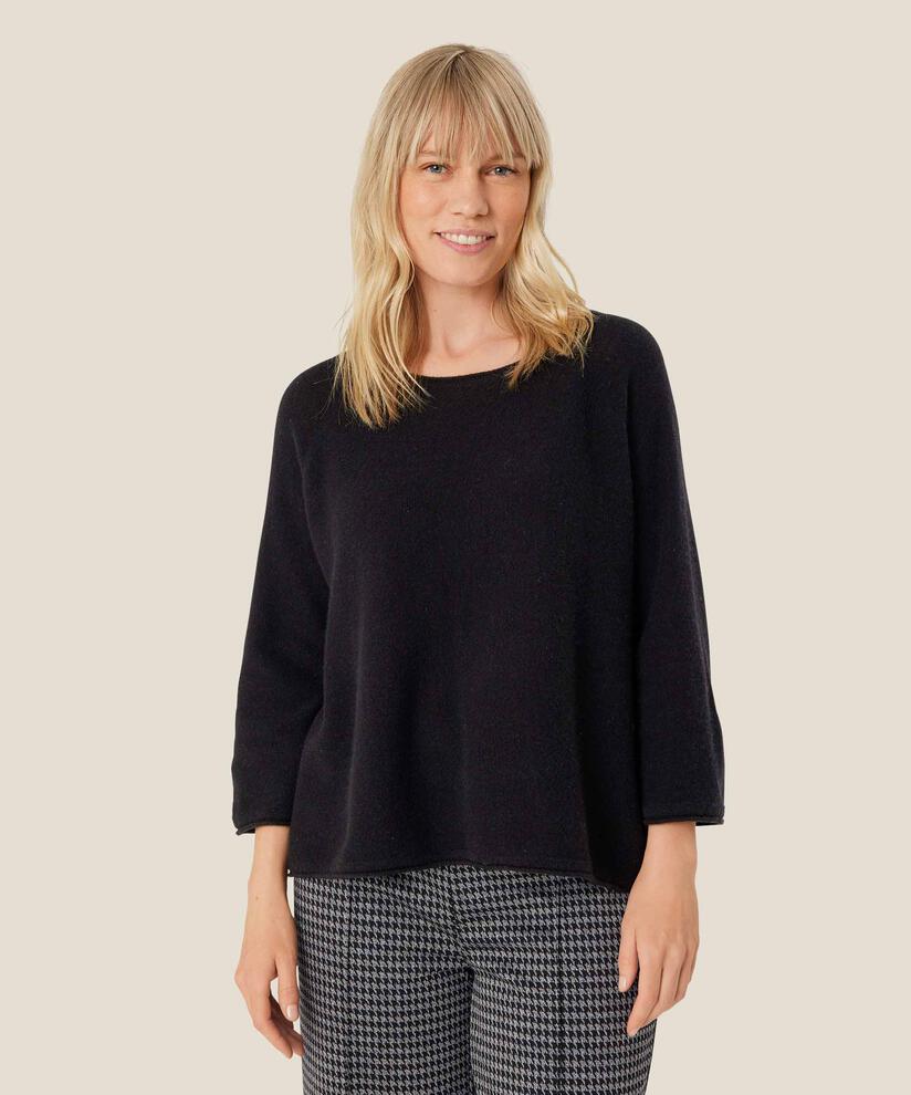 pull en laine à manches 3/4, Black