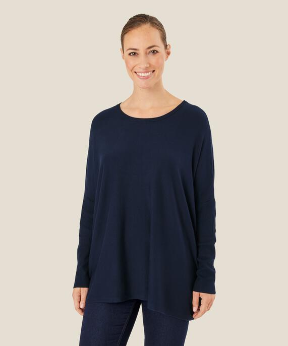 Pull Oversize À Manches Étroites, Navy