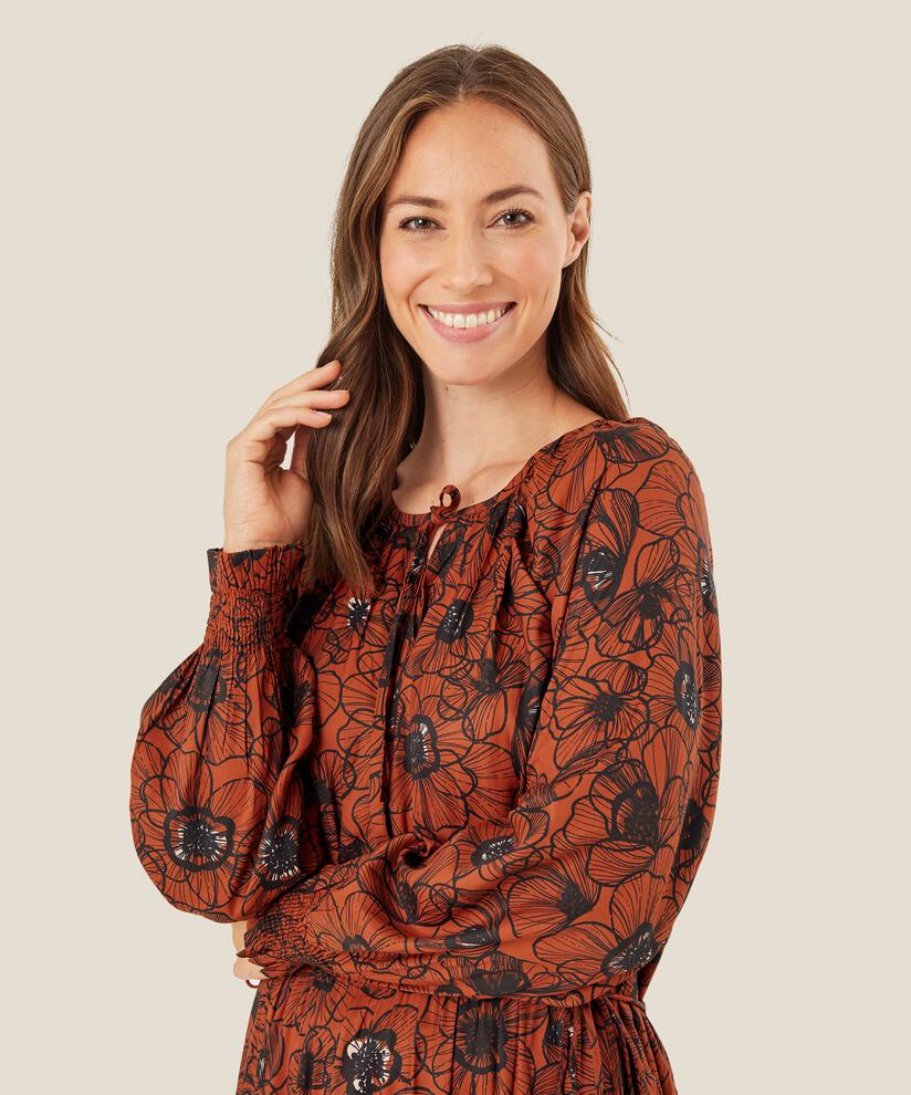 robe fleurie en viscose avec détails en dentelle, Picante