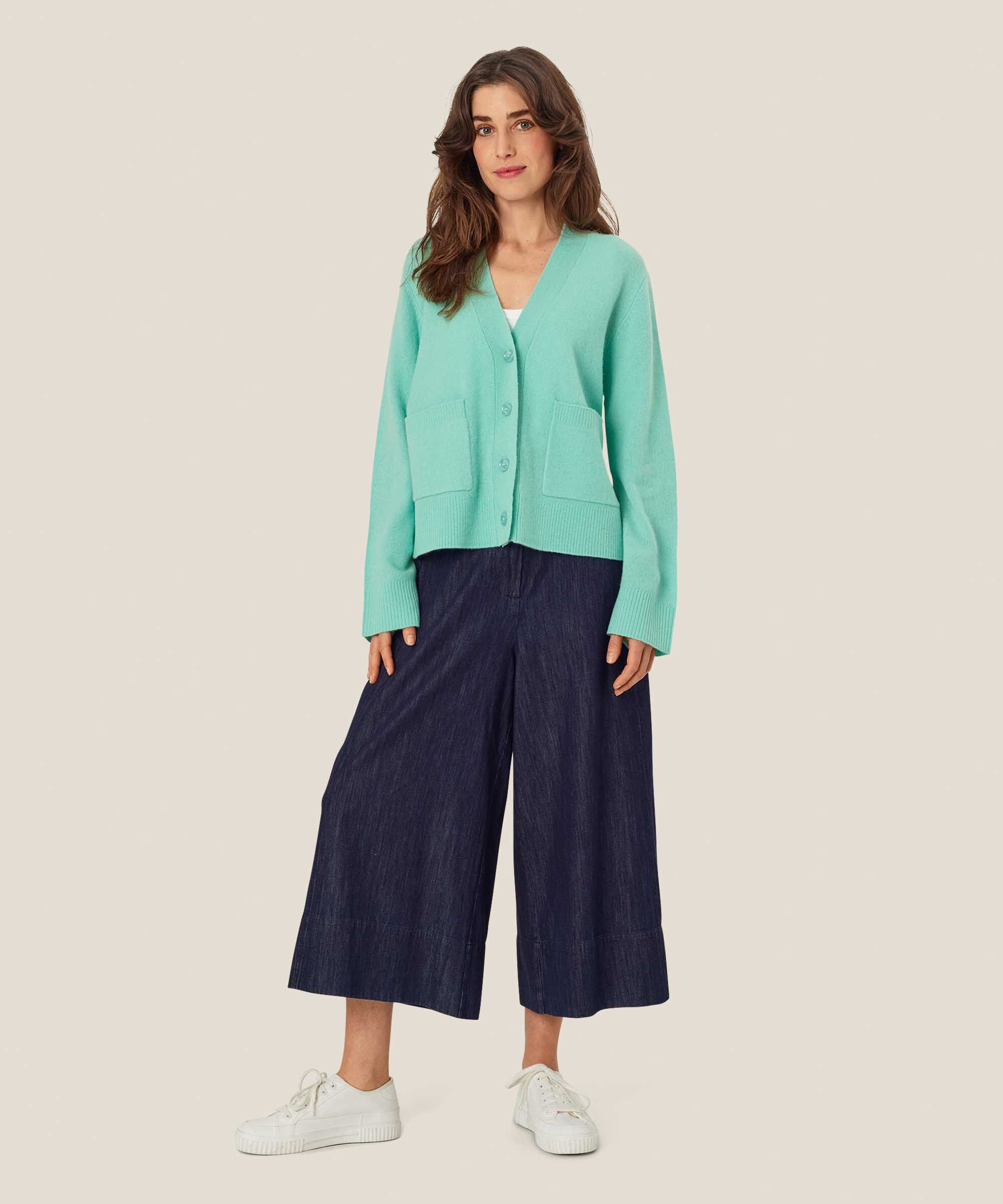 cardigan en laine douce avec poches devant, P. Turquoise