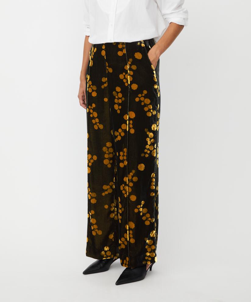 pantalon en velours imprimé avec taille élastique, Rubber