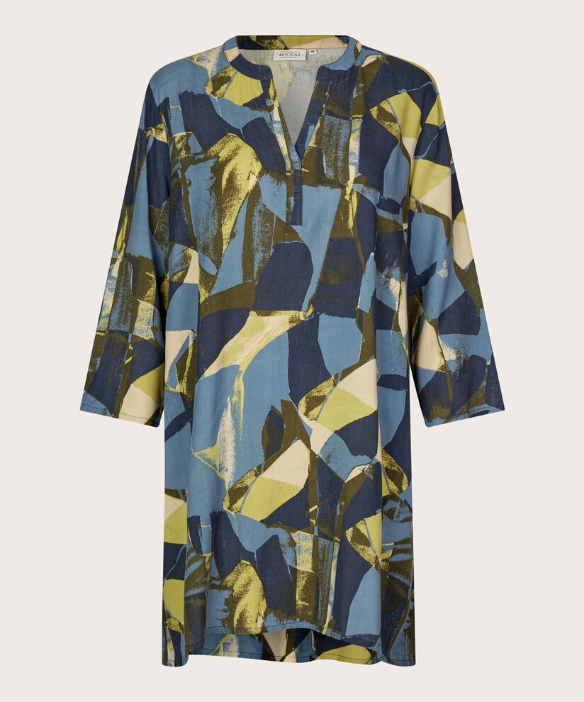 Tunique En Viscose Imprimée À Manches 3/4, Proven Blue