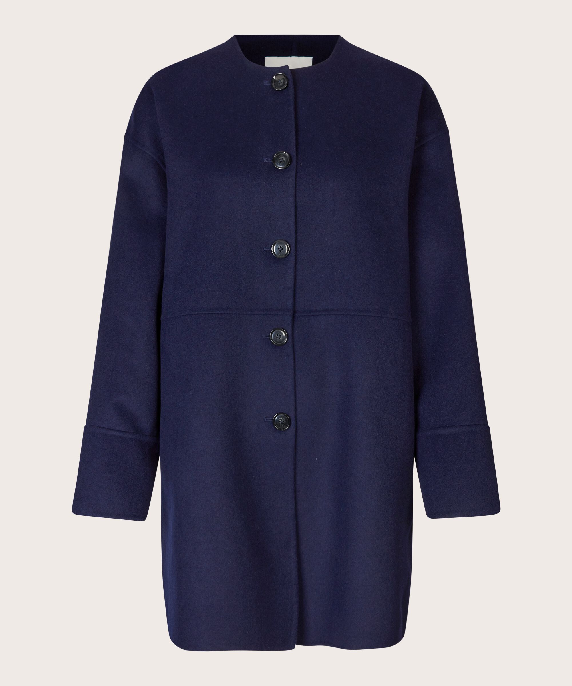manteau classique en laine à col rond, Maritime Blue
