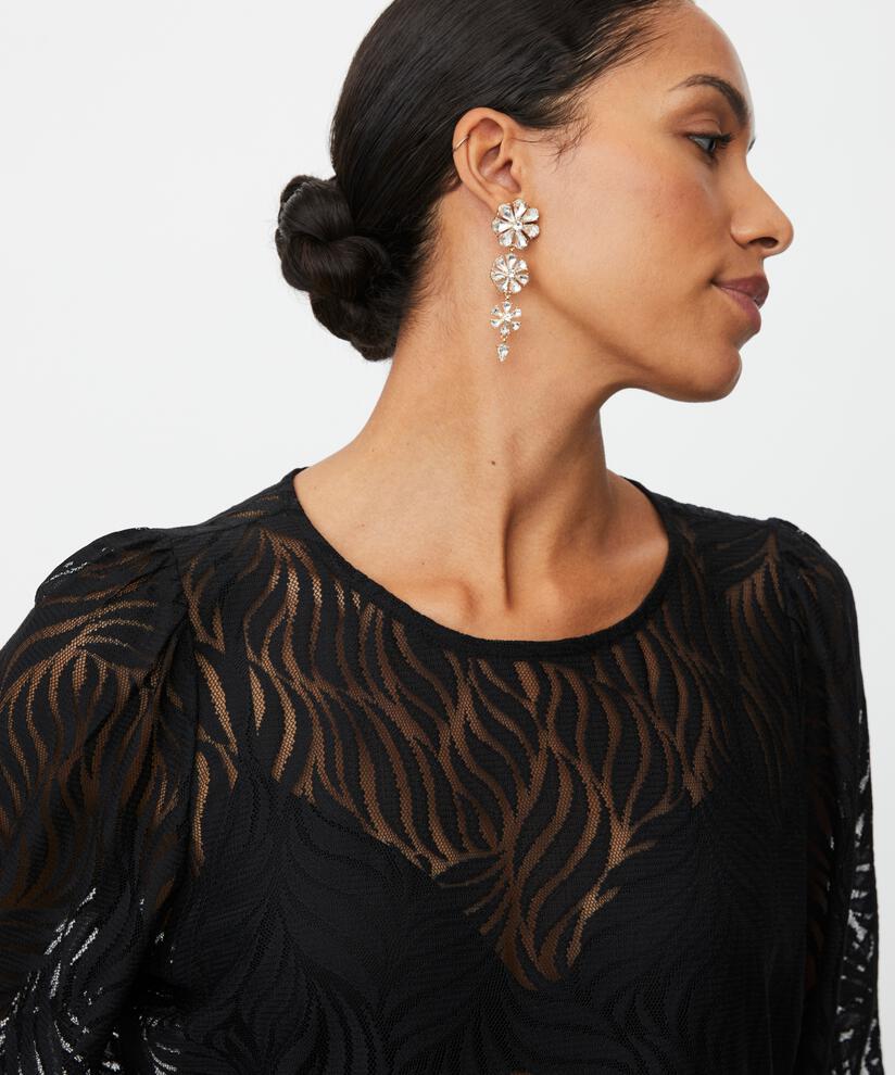 blouse en dentelle jersey avec ourlet péplum, Black