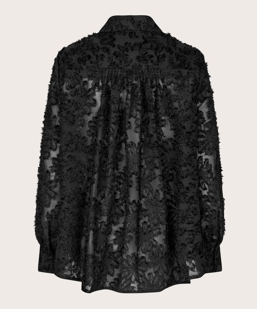 chemise transparente à fleurs tissées, Black