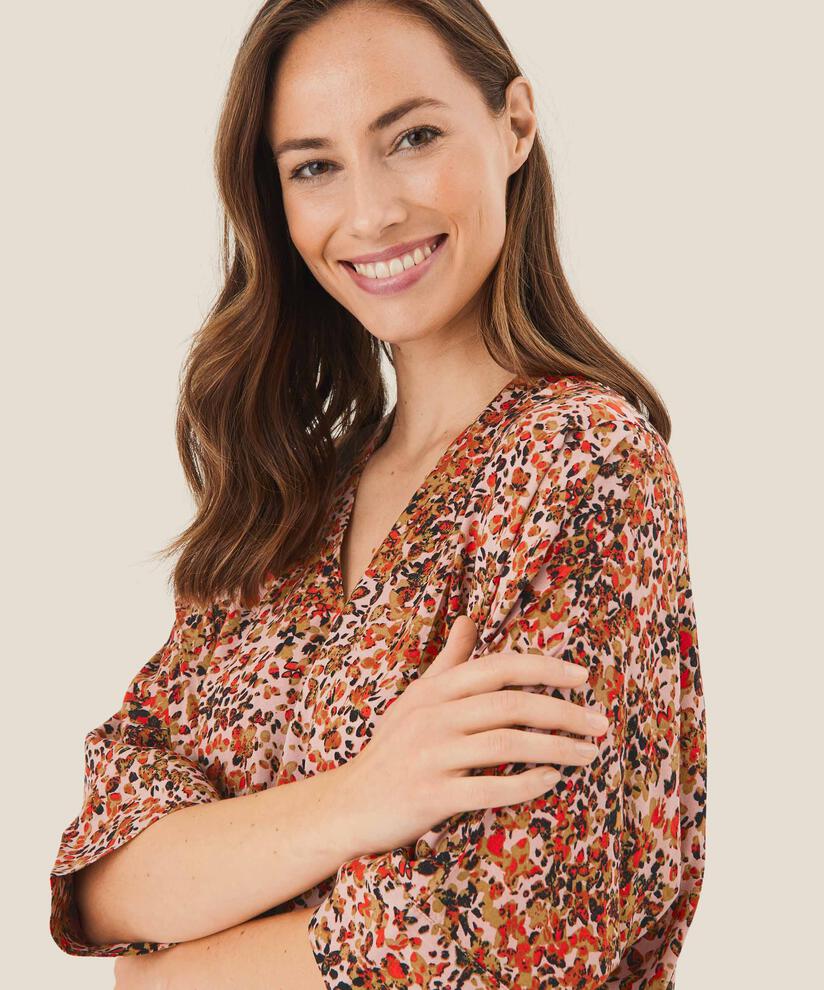 tunique à motif en satin viscose, Misty Rose