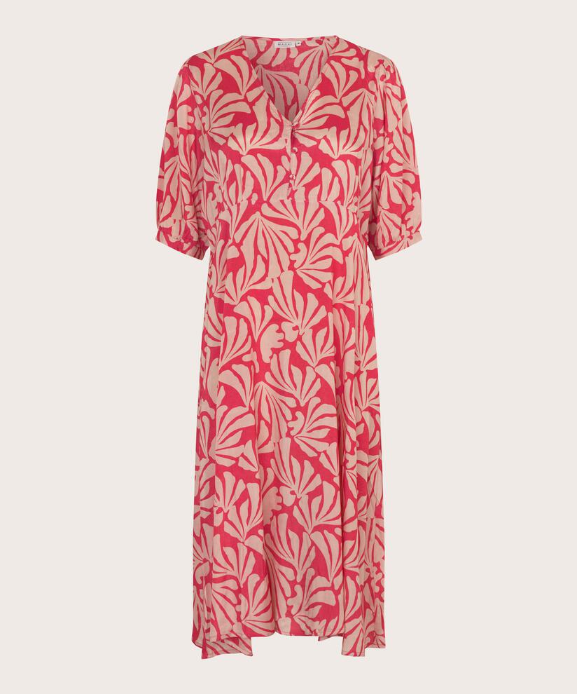 robe en viscose col V avec patte de boutonnage, Hibiscus