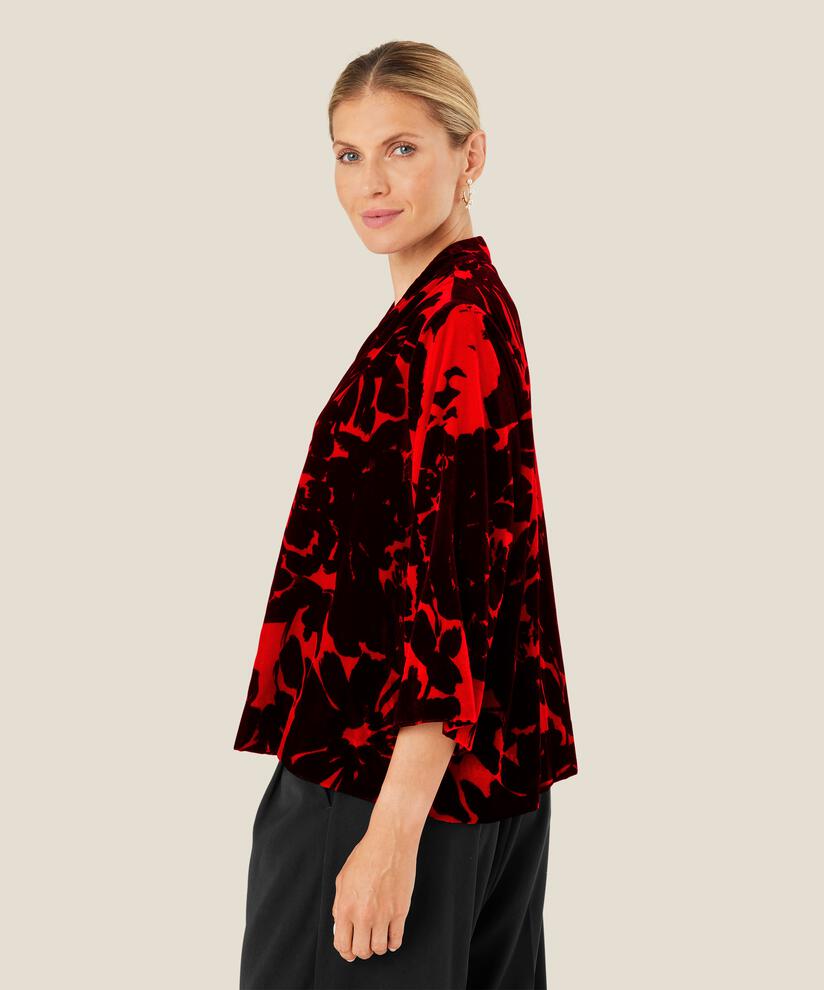 blouse en velours avec col en V, Scarlet Sage