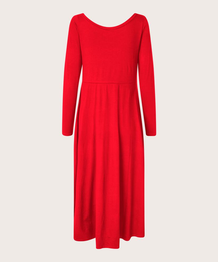 robe en jersey à manches longues et col rond, Haute Red