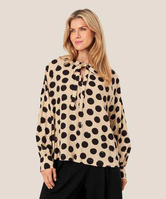 blouse en viscose avec liens au cou, Fog