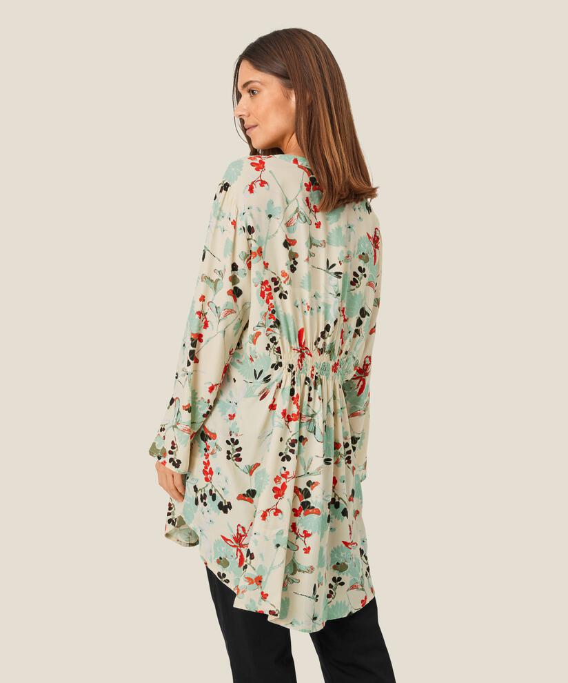 chemise en viscose fleurie avec détail smocké au dos, Frosty Green
