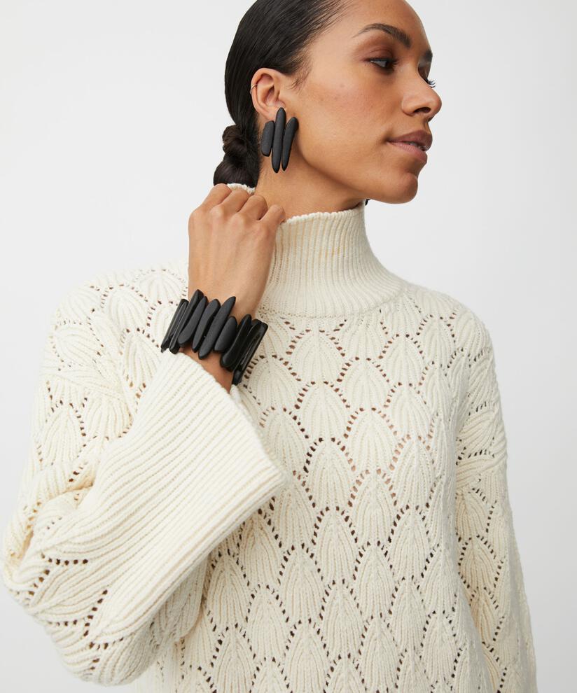 bracelet élastique avec perles en bois noires, Black