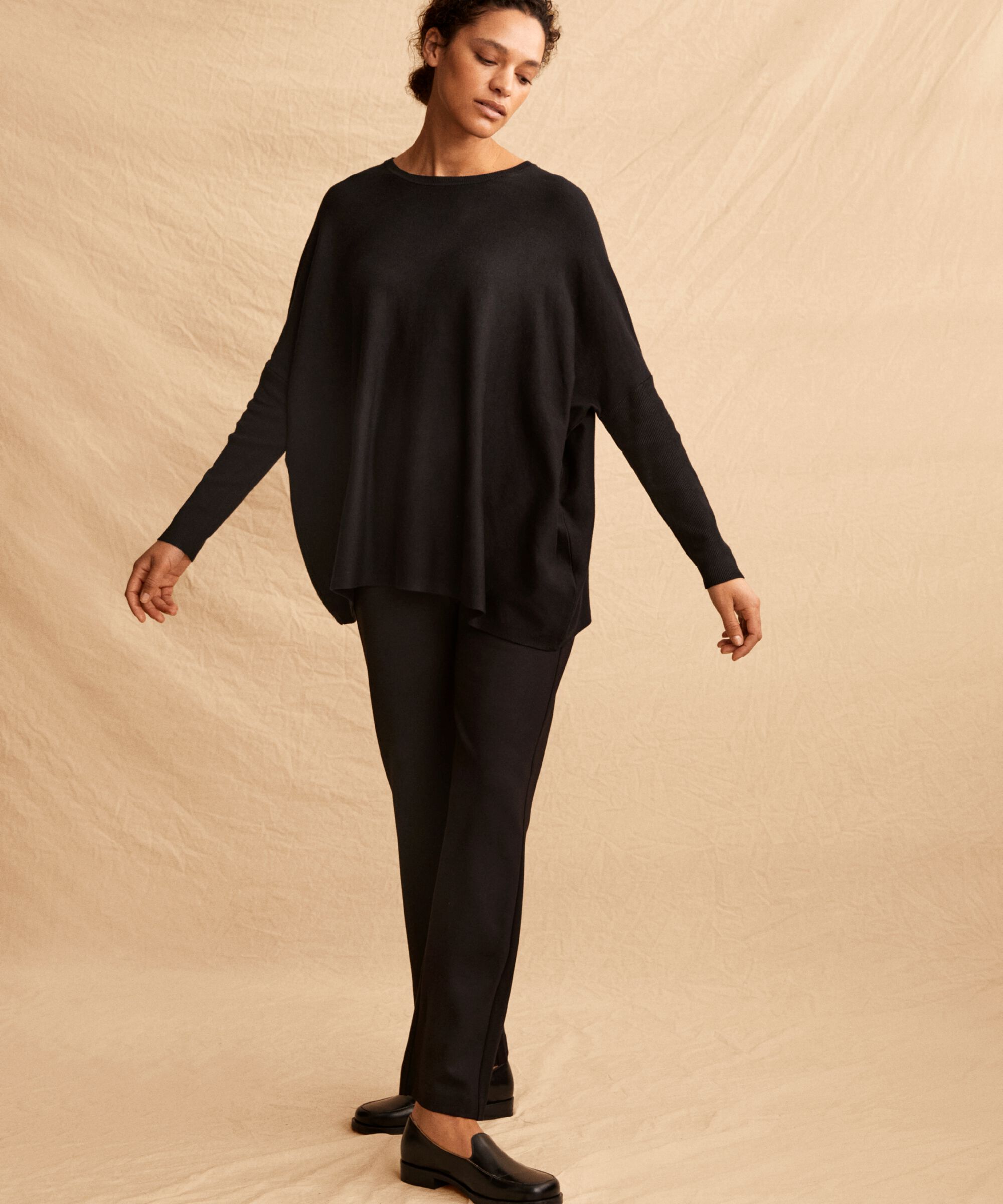 Pull Oversize À Manches Étroites, Black