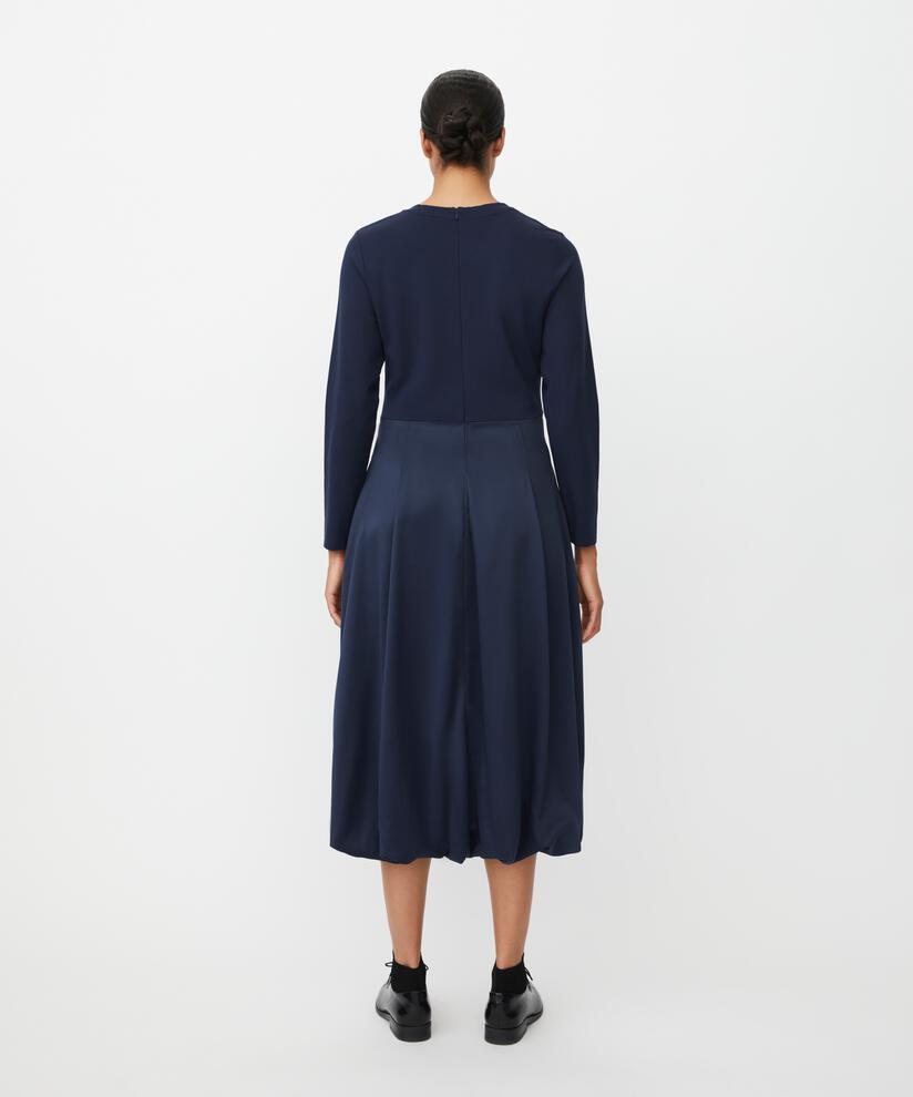 robe en jersey avec jupe ballon en viscose brillante, Navy Blazer