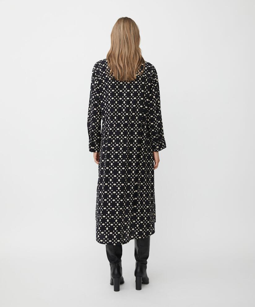 robe boutonnée en viscose avec liens, Black