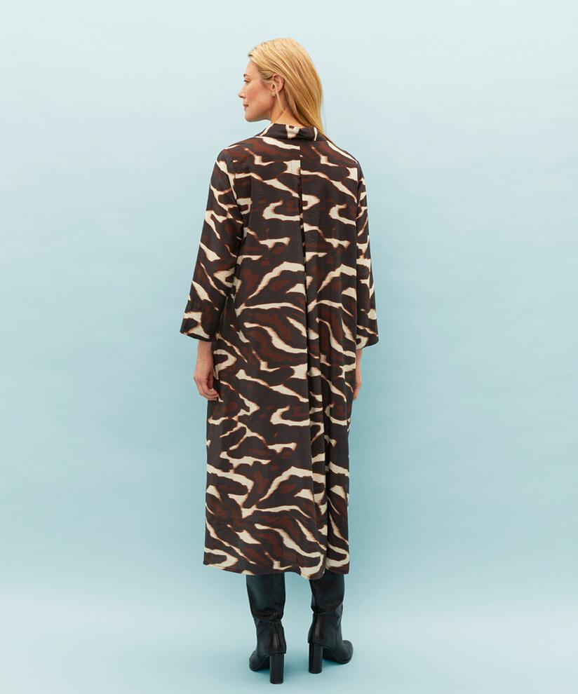 robe en viscose avec boutons et col, Coffee Bean
